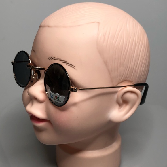 Baby round black rim gold mirror sunglasses - Picture 2 of 2